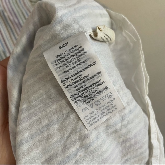 Madewell Striped Crewneck Button-Front Tiered Mini Dress Lined Small - Picture 10 of 15
